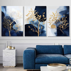 Set Of 3pcs Flower Metal Art Wall Frame For Home And Office Decor
