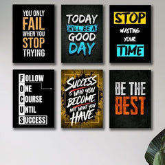 Set Of 6 Motivational Wooden Canvas Frames For Wall Decore 8×11 Inches Size / Sticky Phototiles Frames