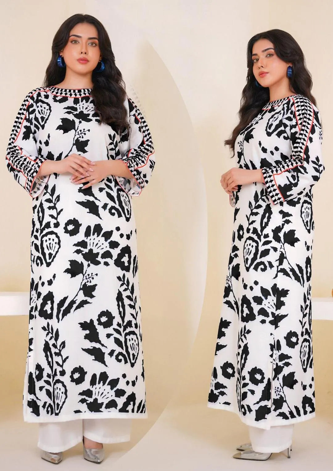 Chic Women's Stitched Printed Swiss Lawn Shirt And Trouser 2 Pcs Set