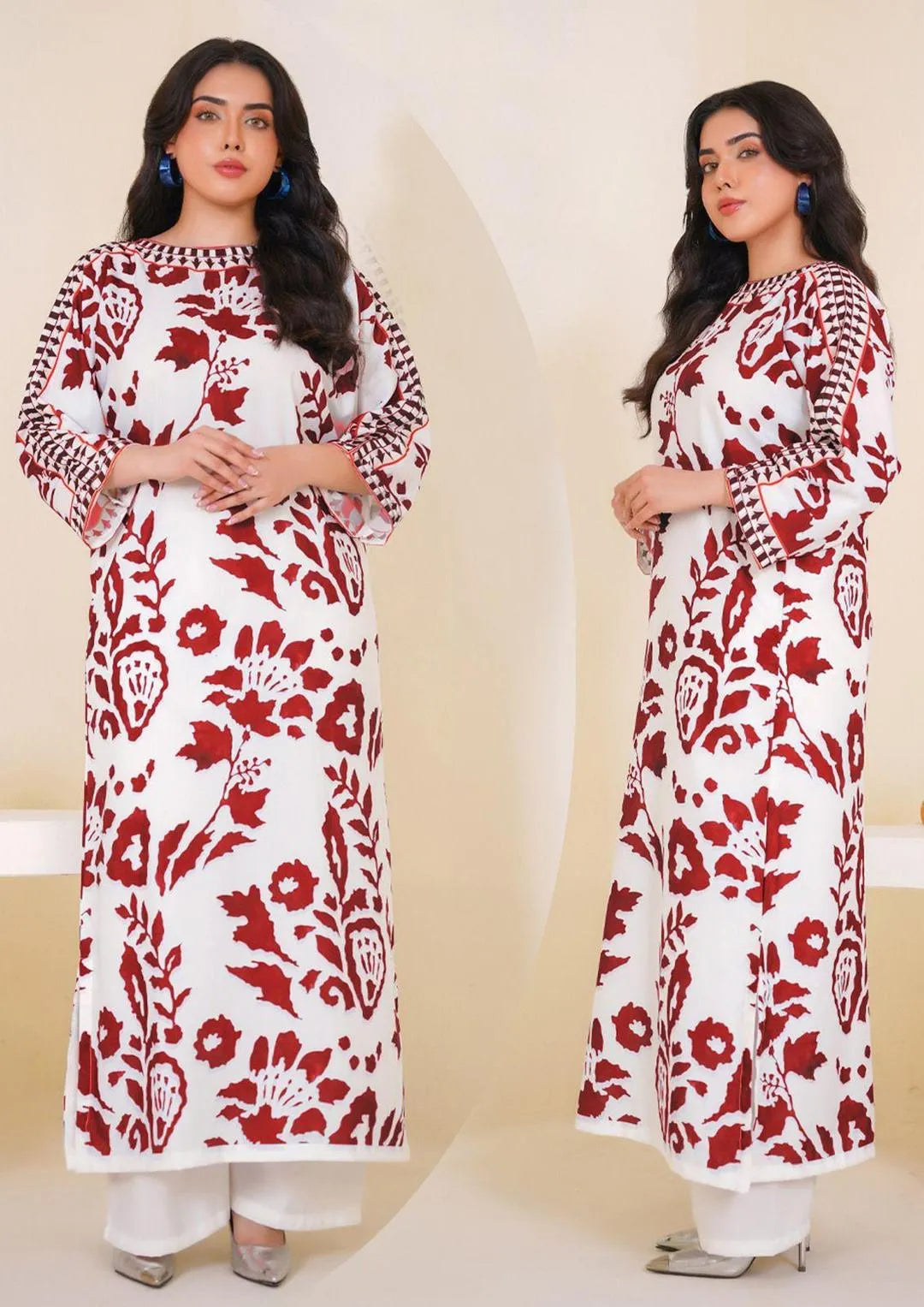 Chic Women's Stitched Printed Swiss Lawn Shirt And Trouser 2 Pcs Set