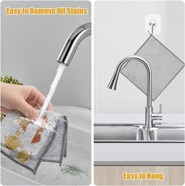 (pack Off 10) Dish Washing Cleaning Cloth | Wire Dish Washing Rugs For Kitchen Dishes