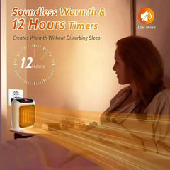 800W Space Heater Digital Electric Heater Wall Outlet Plug Small Fan Home Warmer